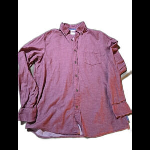 ROWM Mens Long Sleeve Button Up Medium Burgandy Trendy